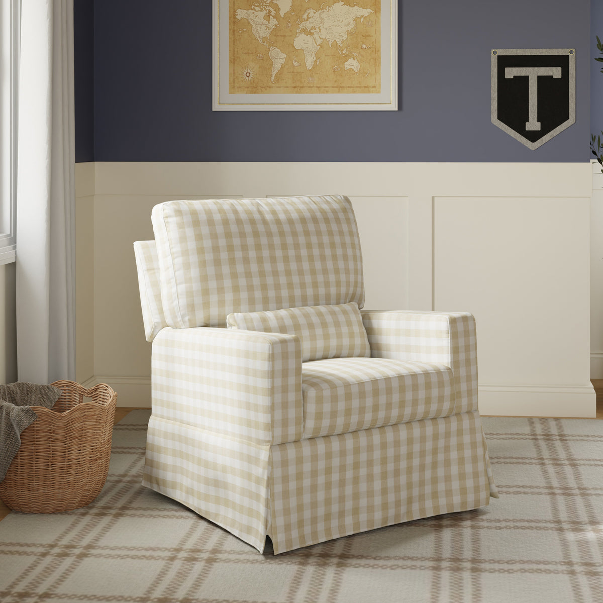 Sillón reclinable y mecedora giratoria Crawford