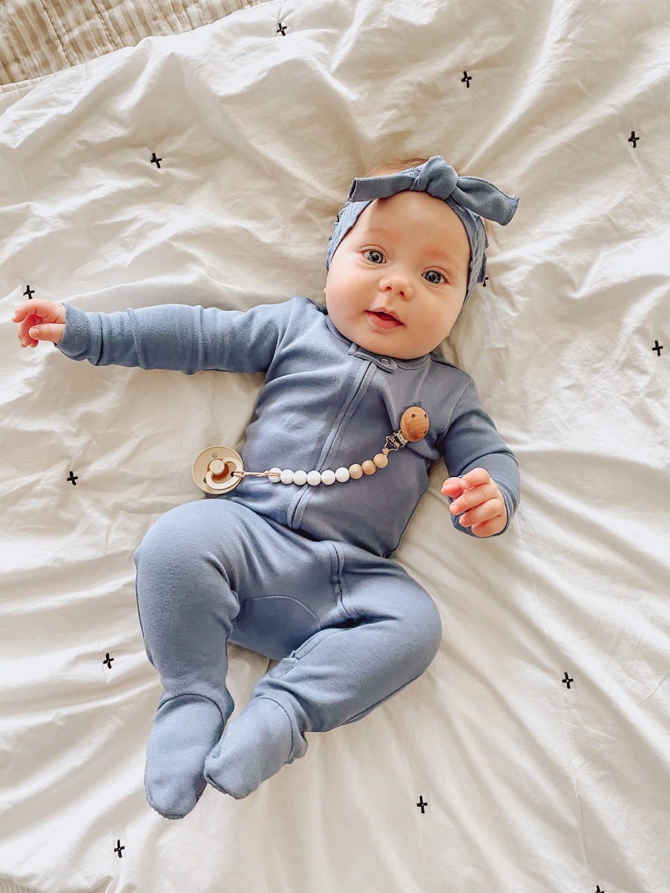 Slate | Organic Smocked Tie Headband