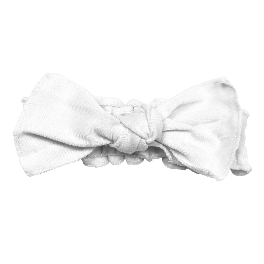 White | Organic Smocked Tie Headband