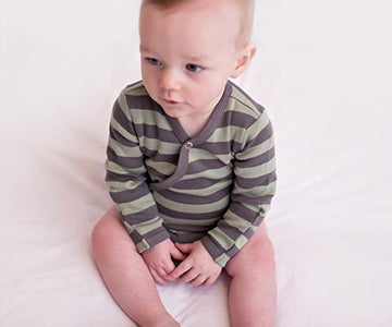 Gray/Seafoam Stripe | Organic Kimono Bodysuit