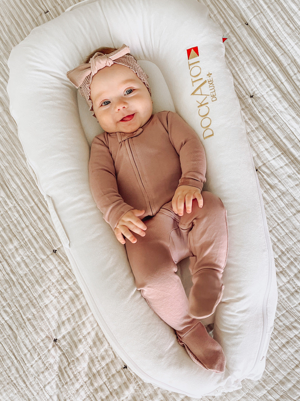 Mauve | Organic Smocked Tie Headband