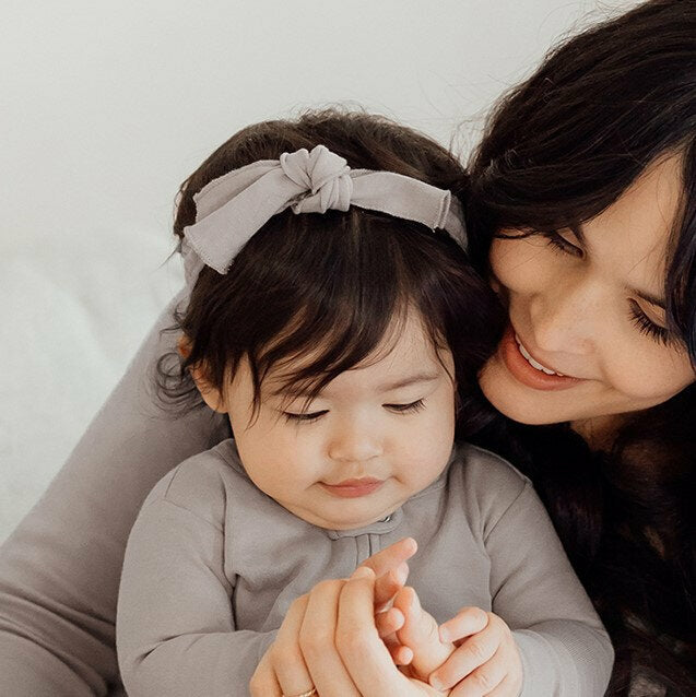 Light Gray | Organic Smocked Tie Headband