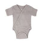 Light Gray | Organic Short-Sleeve Kimono Bodysuit