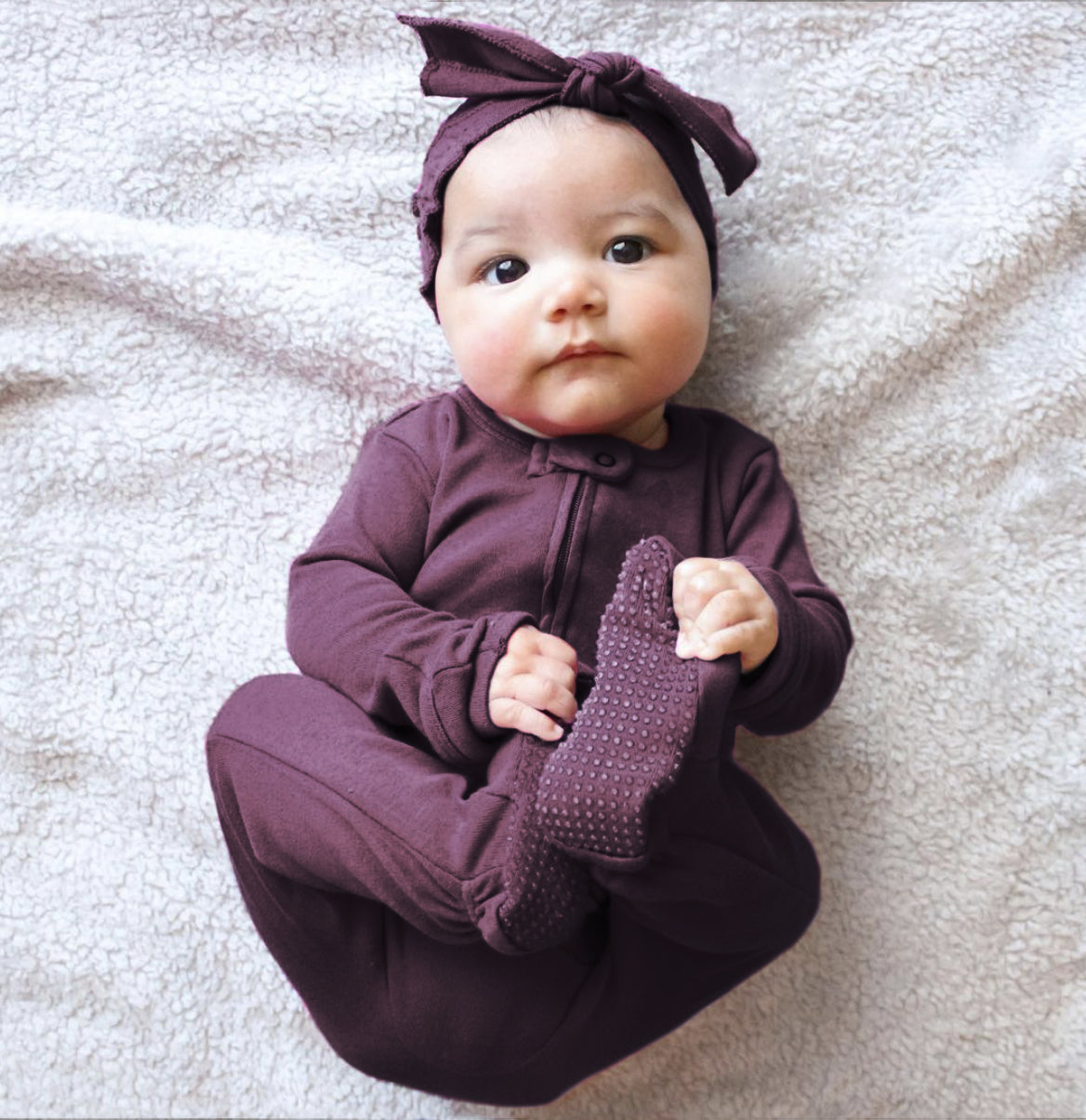 Eggplant | Organic Smocked Tie Headband