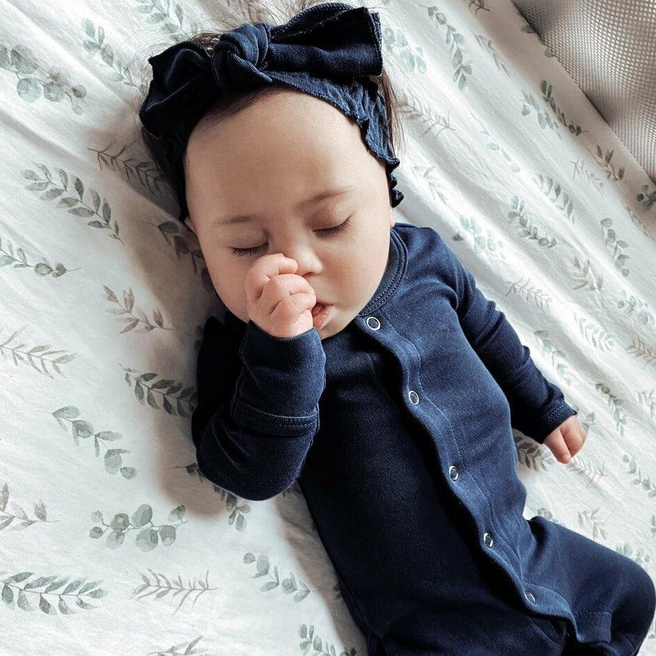 Navy | Organic Smocked Tie Headband