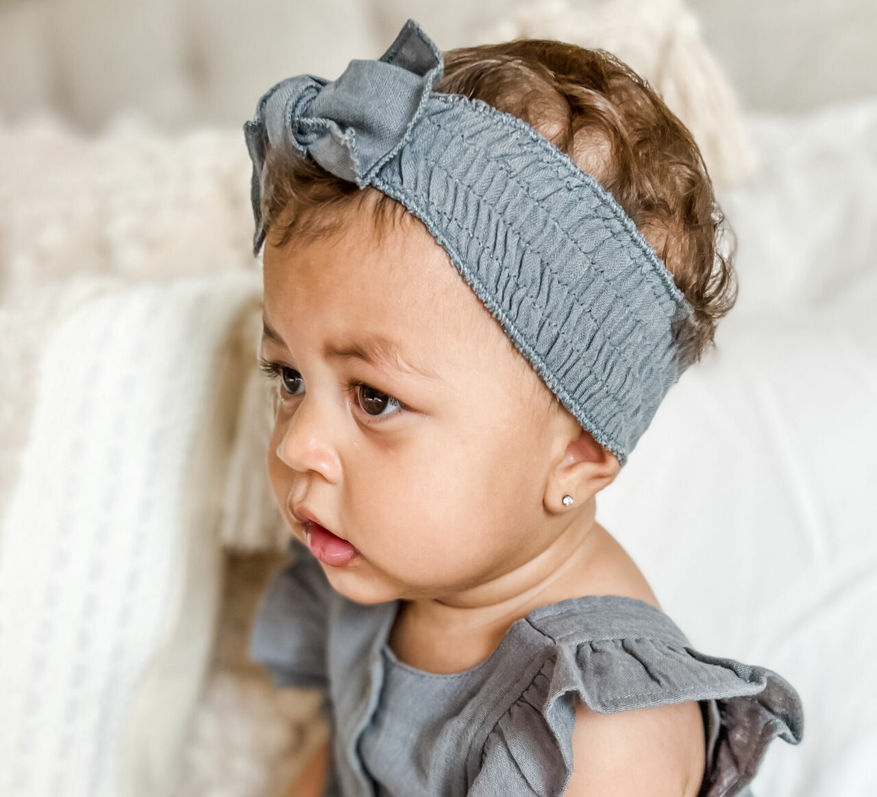 Moonstone | Organic Muslin Smocked Headband