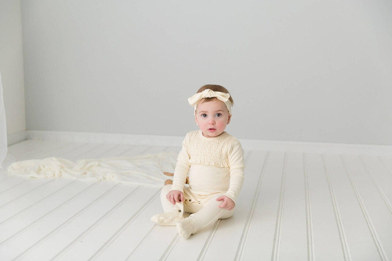 Buttercream | Organic Smocked Tie Headband