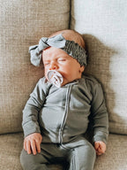 Gray | Organic Smocked Tie Headband