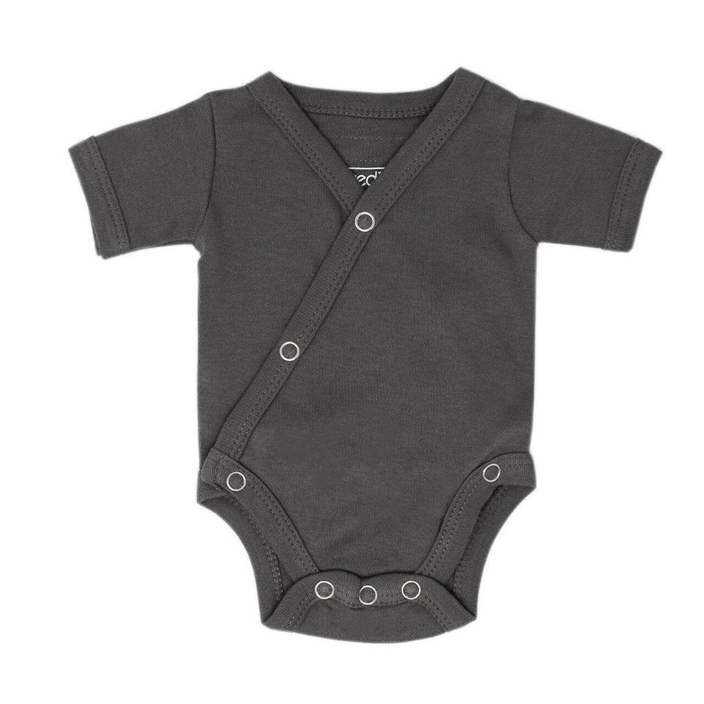 Gray | Organic Short-Sleeve Kimono Bodysuit