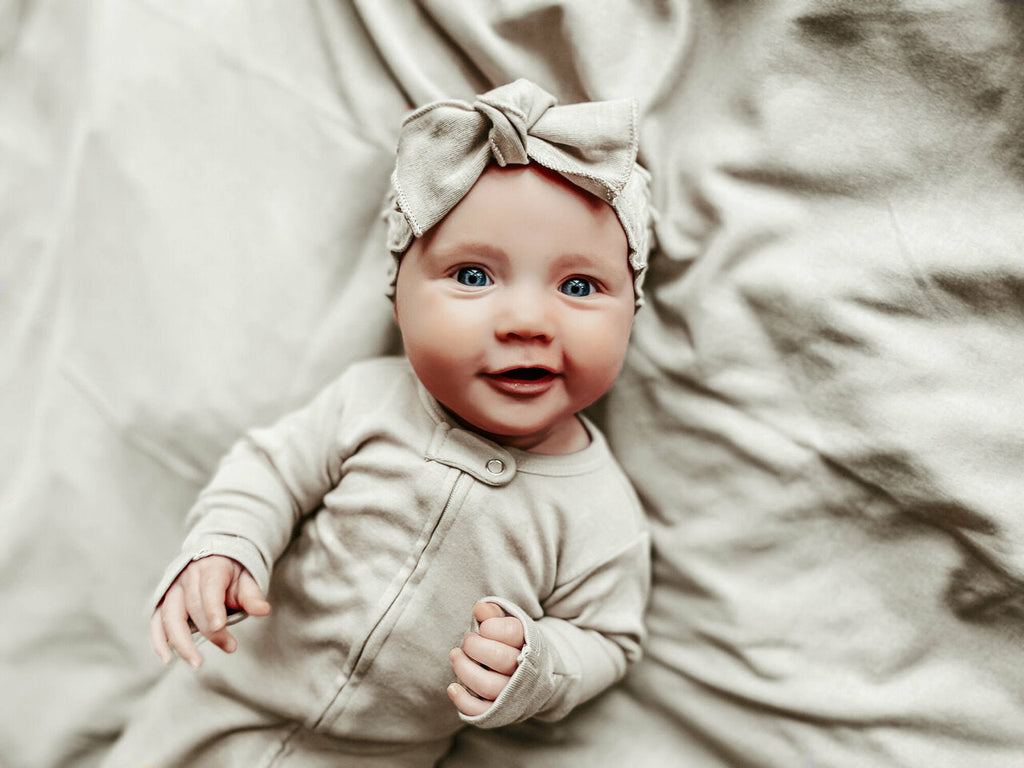 Stone | Organic Smocked Tie Headband