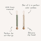 Linen Pacifier Clip 2-Pack - Mushie