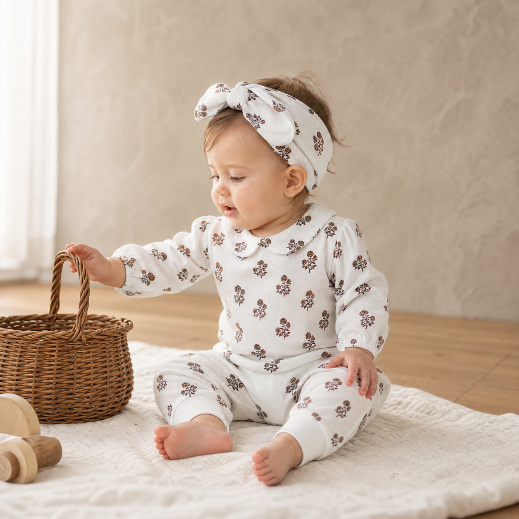 Organic Ruffle Collar Onesie & Pants Set - Loom