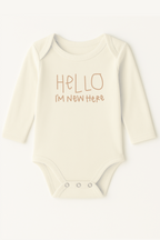 Hello I'm New Here Organic Bodysuit Long Sleeve