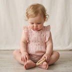 Organic Embroidered Ruffle Romper