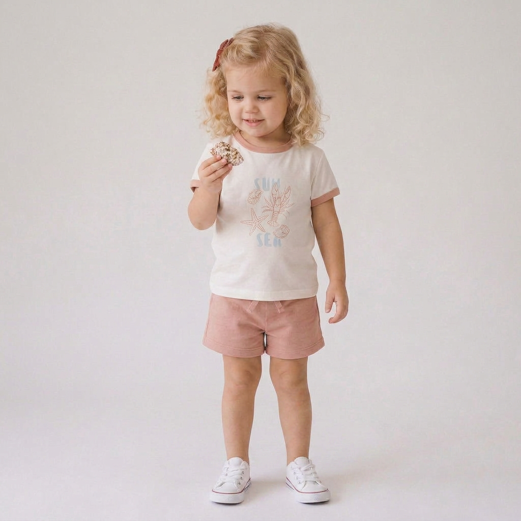 Conjunto de camiseta gráfica y pantalones cortos de algodón orgánico