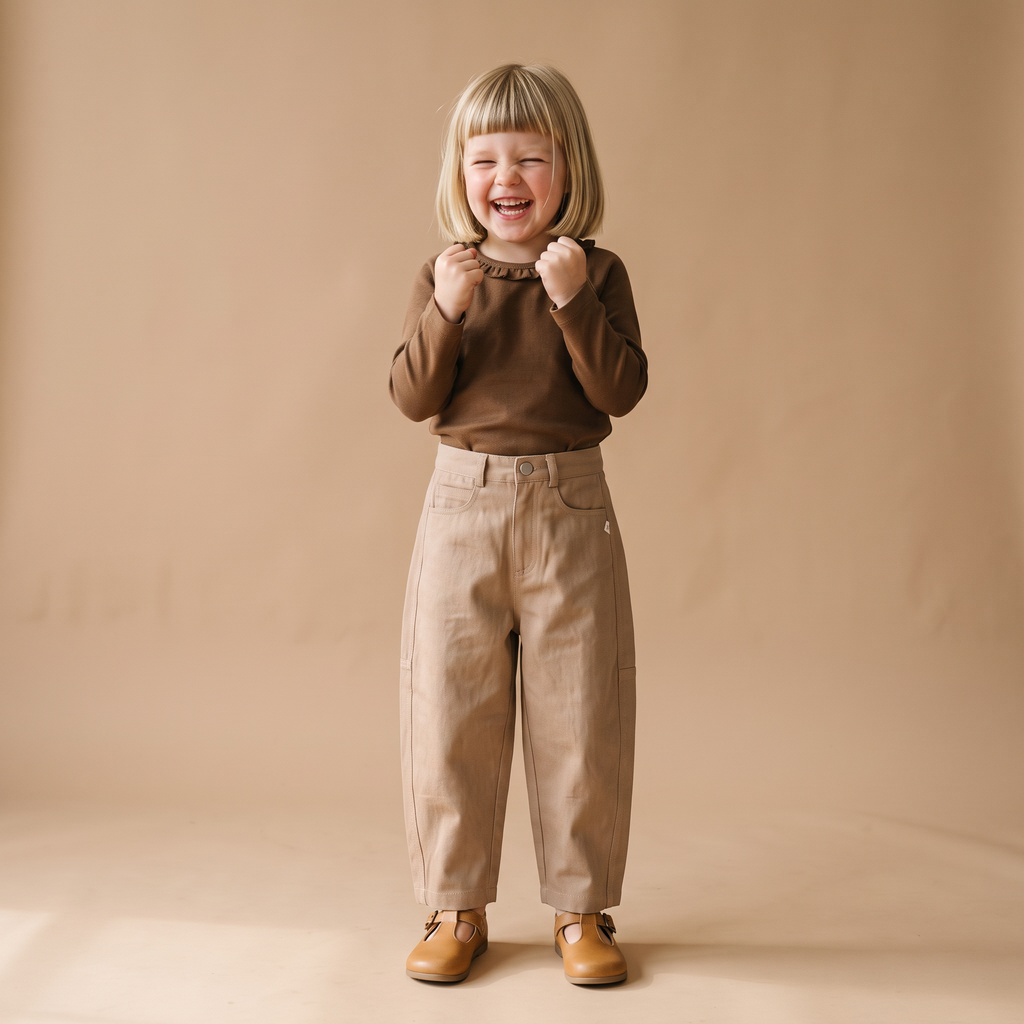 Organic Twill Barrel Pants - Taupe