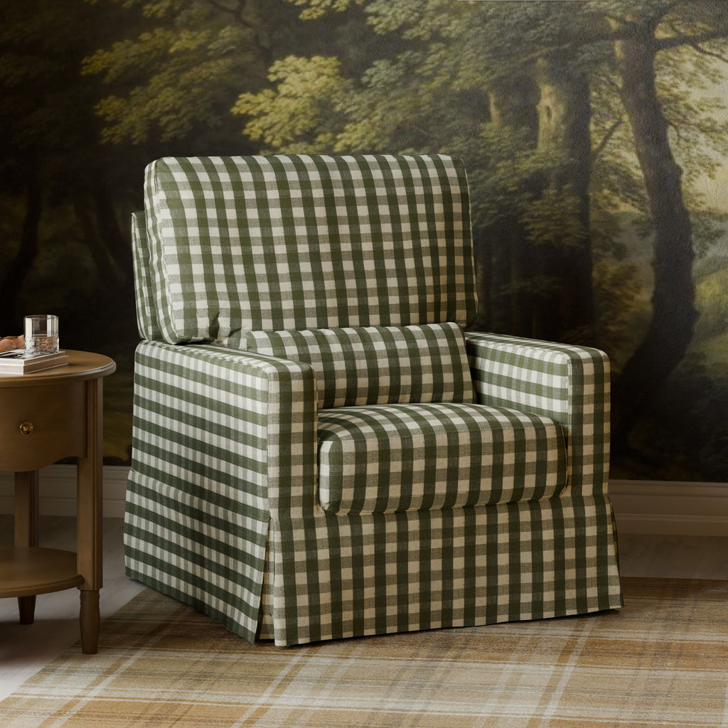 Sillón giratorio y mecedora Crawford con respaldo de almohada