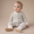 Organic 2-Way Zip Romper - Olive Stripes