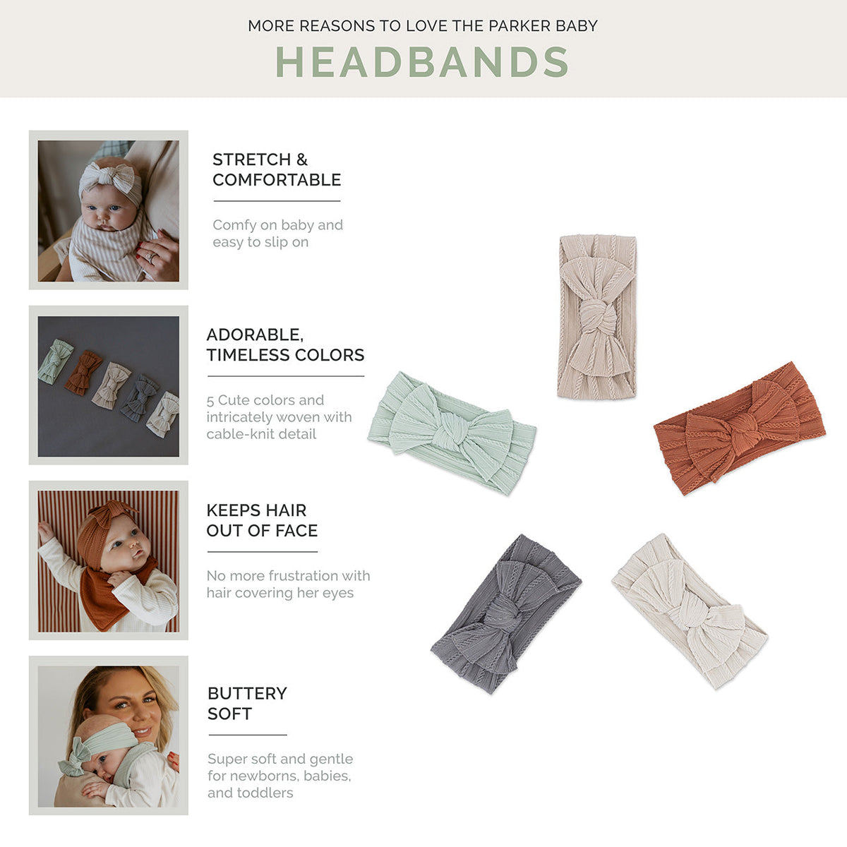 Set Grace - Diademas de punto trenzado con nudo - Paquete de 5