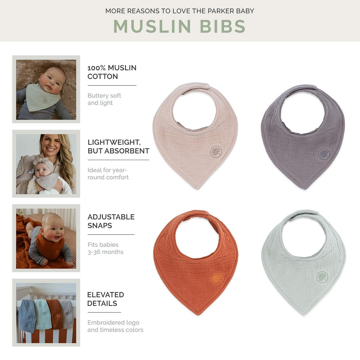 Muslin Bandana Bibs Set (4-Pack)