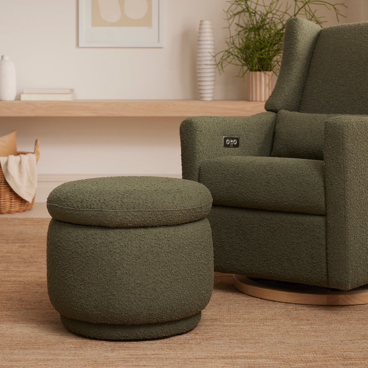 Enoki Storage Ottoman in Boucle