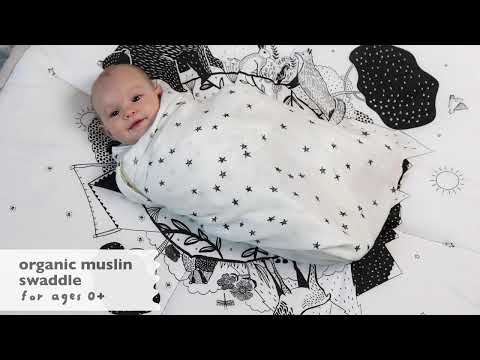 Organic Muslin Swaddle - Stars - Organic Muslin Swaddle - Forest Swaddles Alaska
