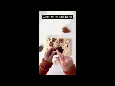Wooden Tray Puzzle - Count to 10 Leaves - Wooden Tray Puzzle - Count to 10 Leaves Puzzle Blue Ribbon