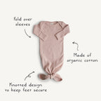 Ribbed Knotted Baby Gown + Beanie Set - Mushie