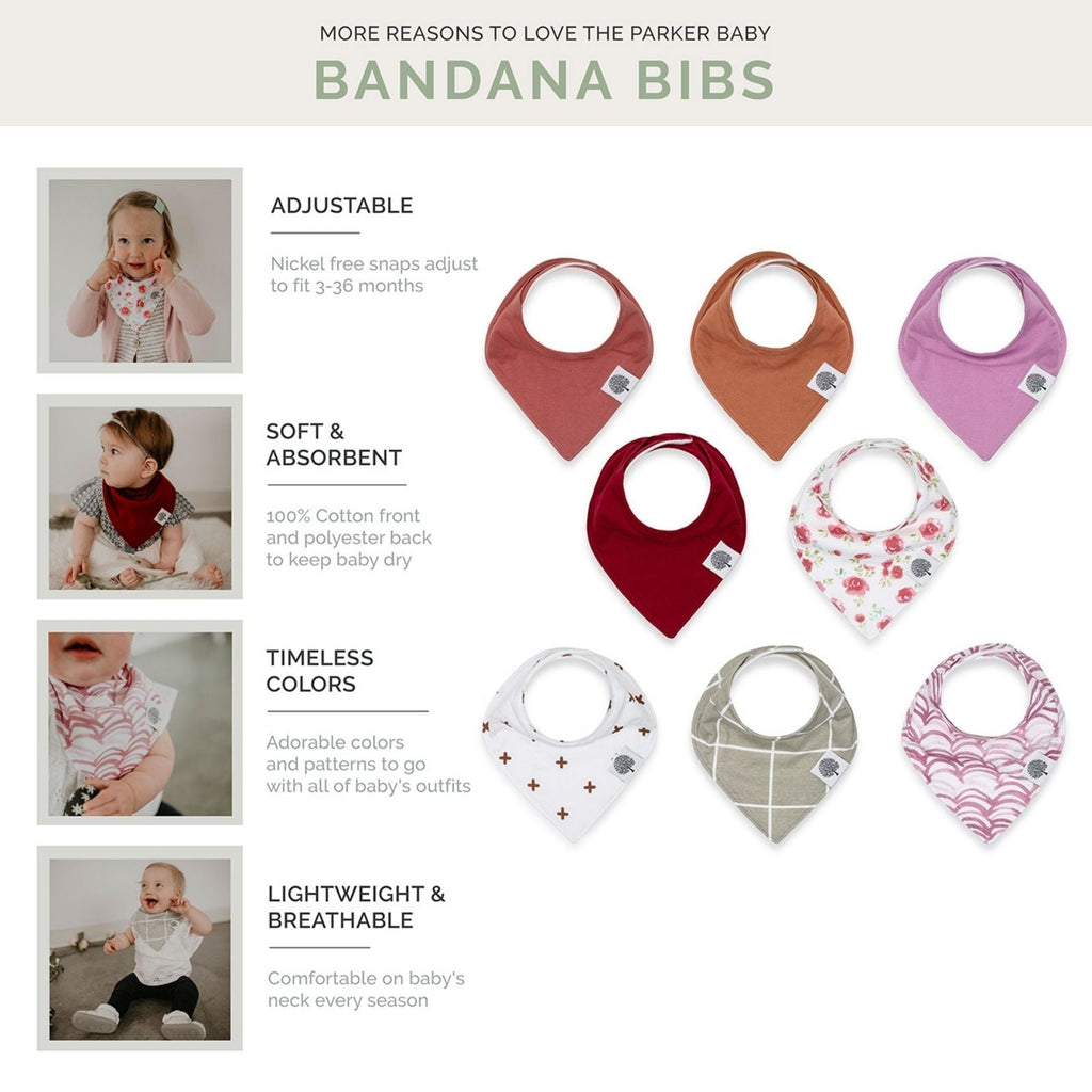 Set de baberos tipo bandana, color rosa (paquete de 8)