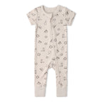 Organic Short Sleeve Zip Romper - Rodeo