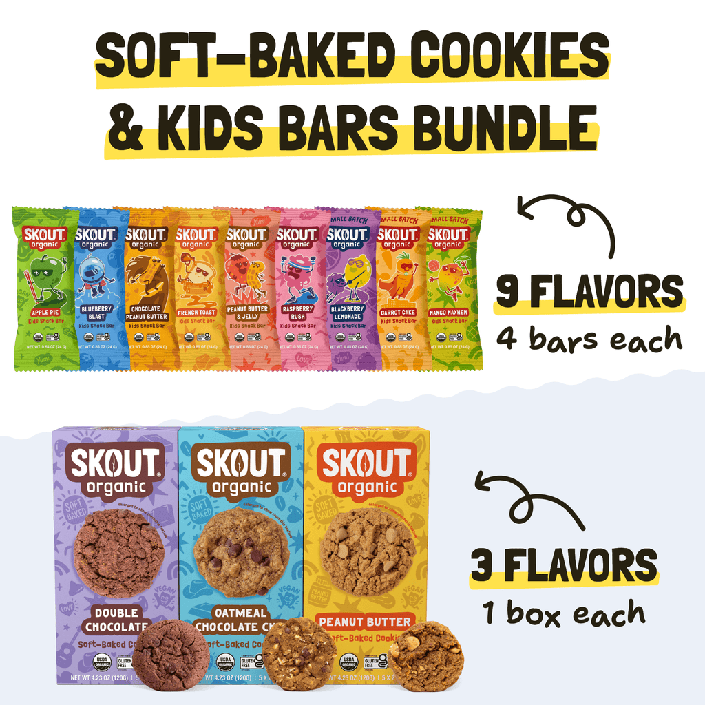 Paquete de galletas suaves horneadas y barritas para niños Skout Organic