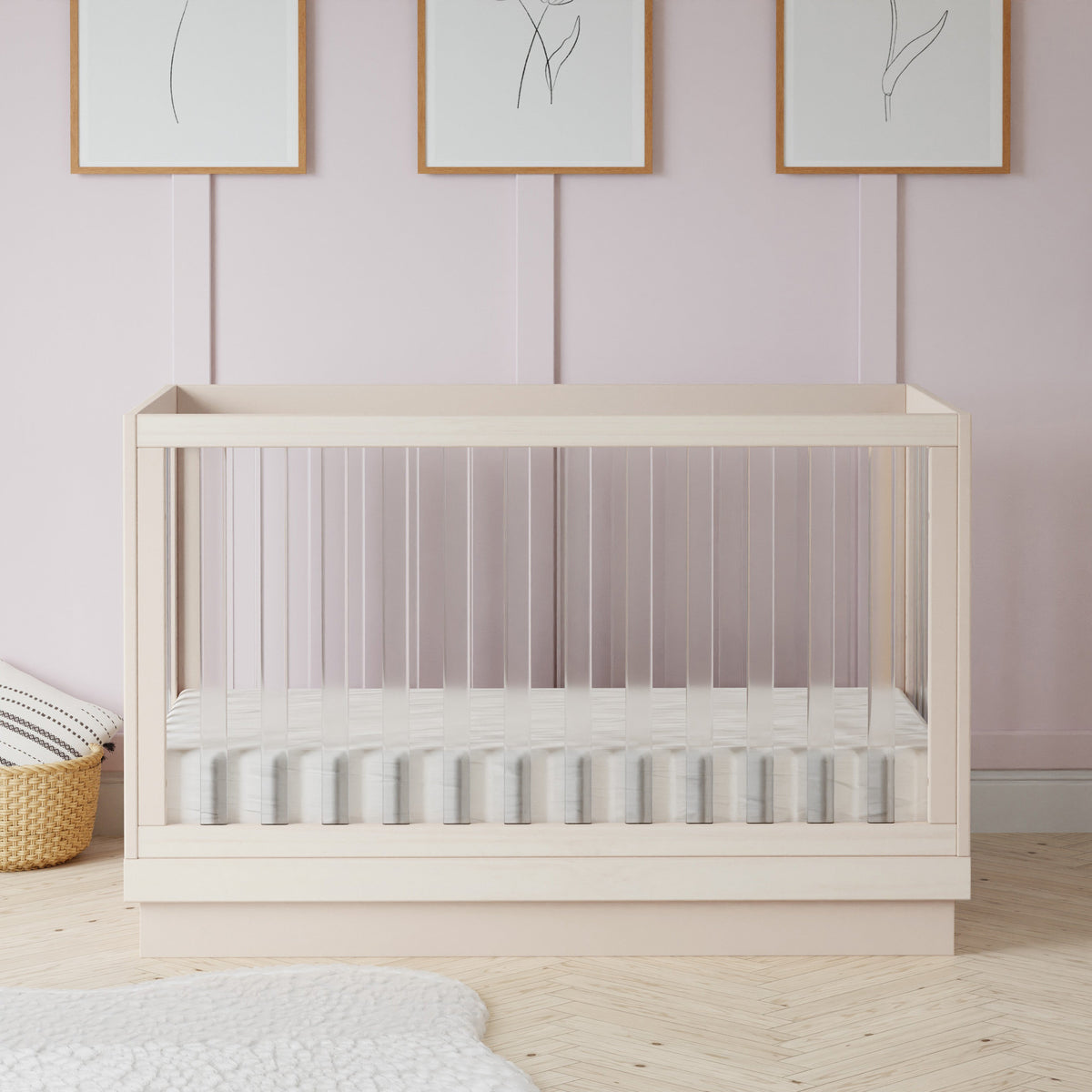 Cuna convertible 3 en 1 Harlow Acrylic con kit de conversión para cama infantil