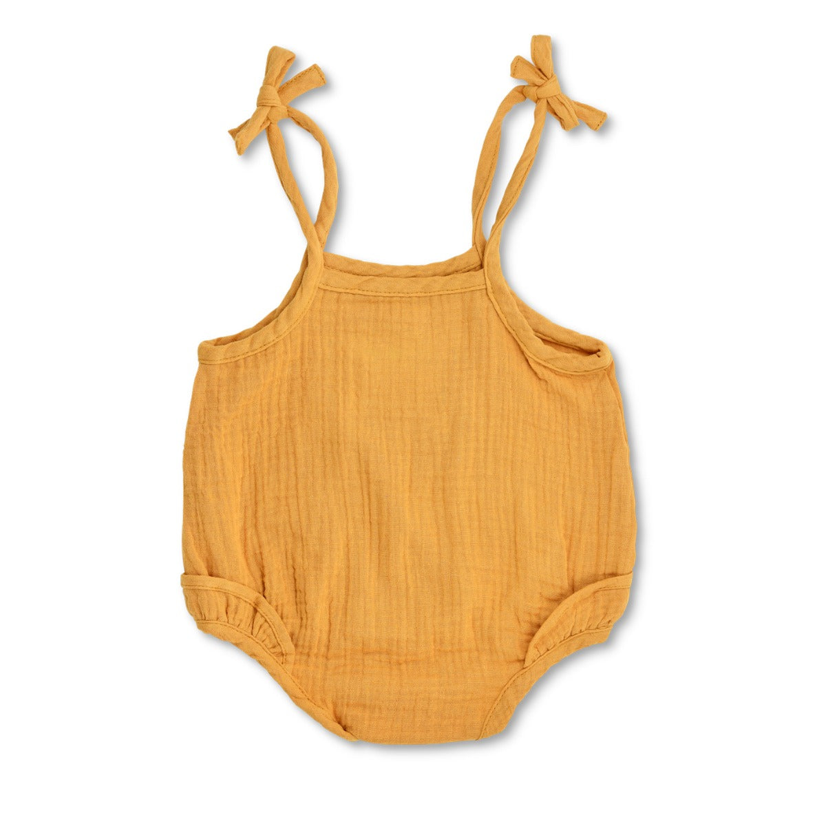 Muslin Ruffle Romper With Ties