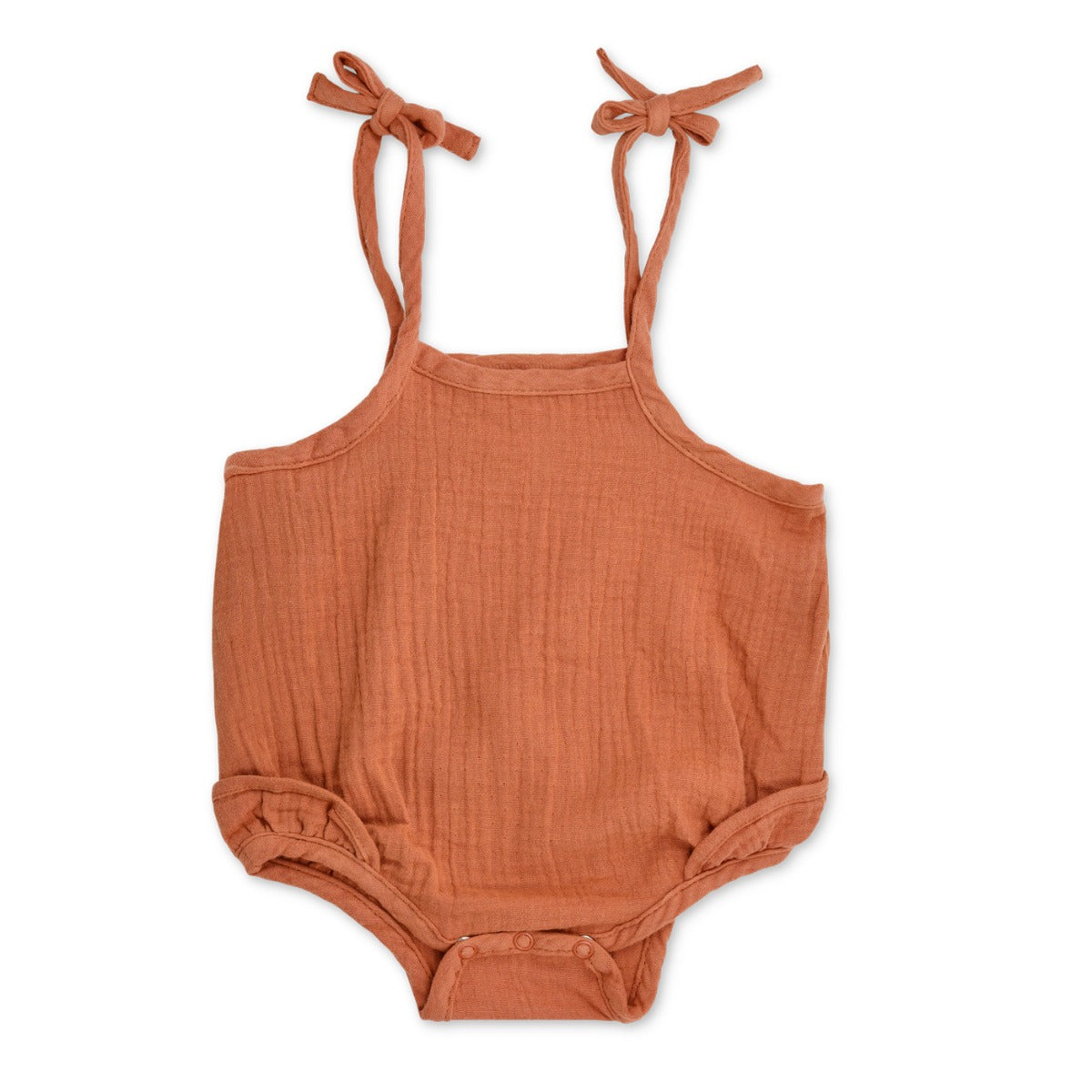 Muslin Ruffle Romper With Ties