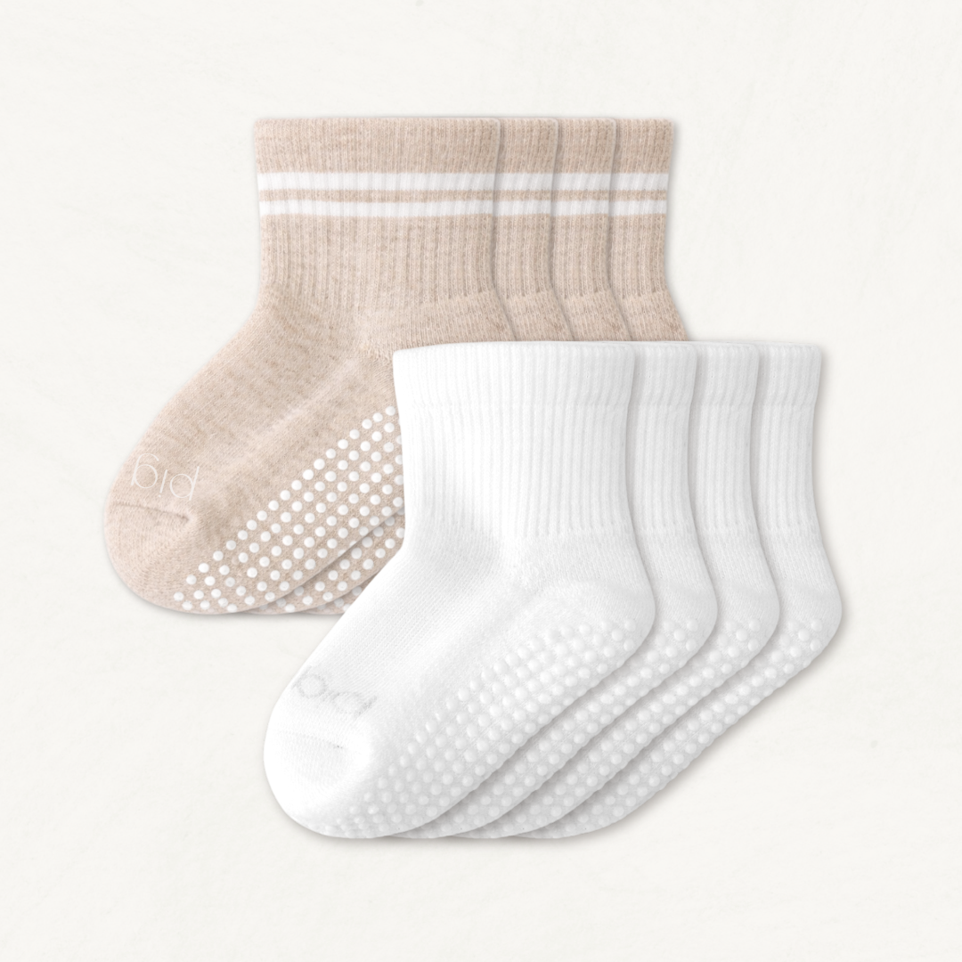 Toddler Gripper Crew Socks 4-Pack (2-3T)