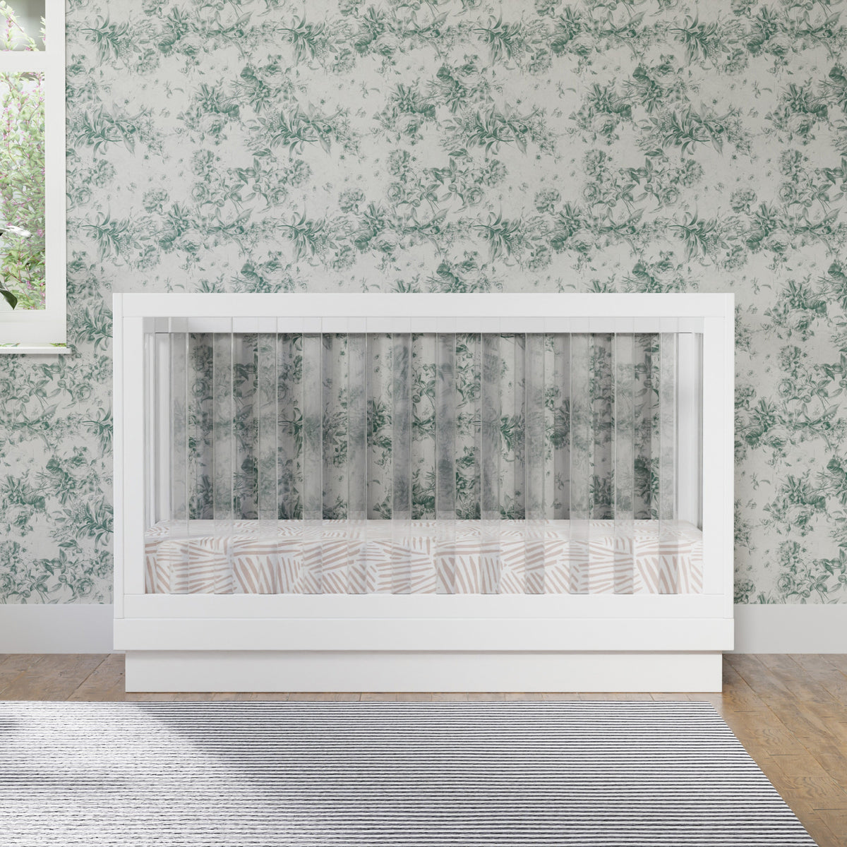 Harlow Acrylic 3-in-1 Convertible Crib with Toddler Bed Conversion Kit