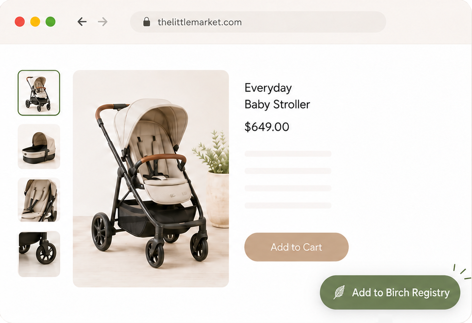 The Birch button on a store product page